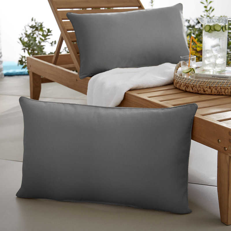 Selene Outdoor Reversible Throw Pillow, 14" x 24", Charcoal