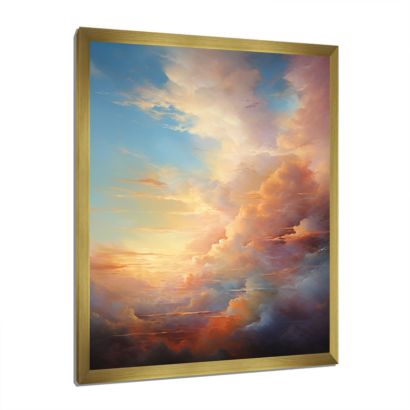 «Ithaman Sunset Celestial Symphony» - impression, H 32 po x l 16 po x P 1 po, Encadrement doré