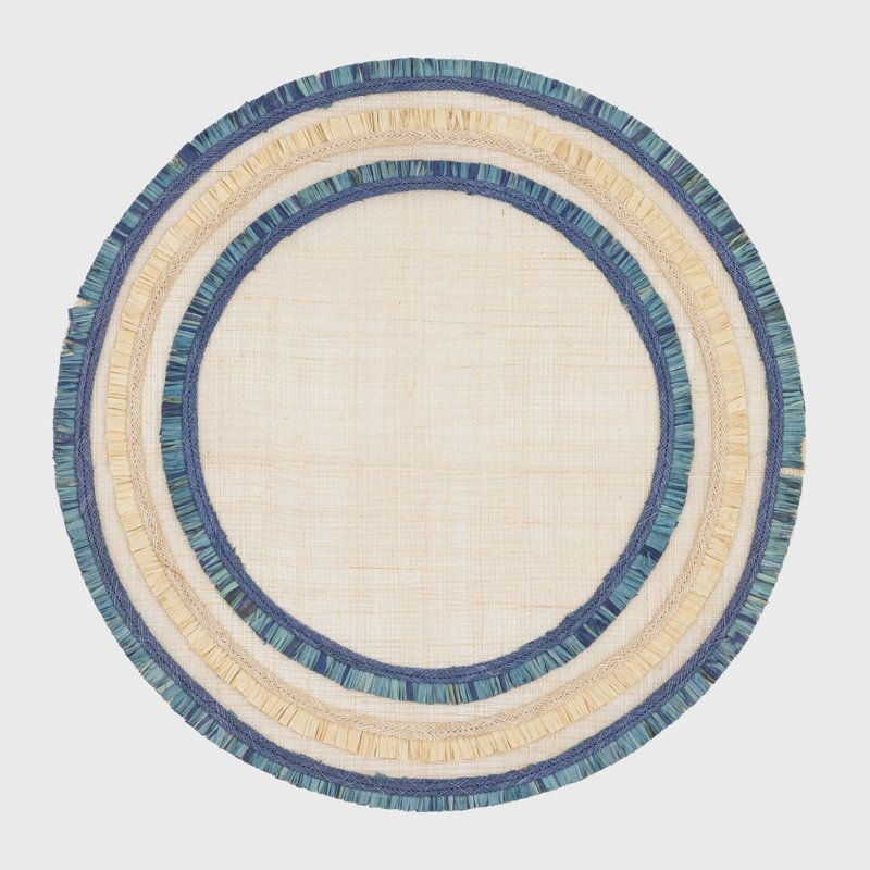 100% Abaca Round Placemats, Indigo