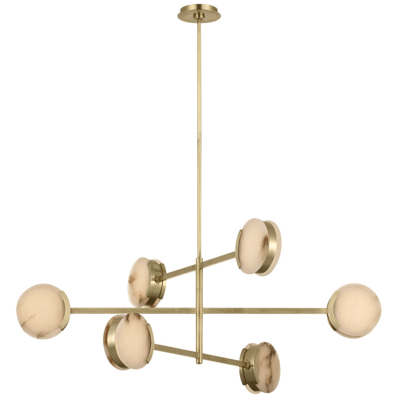 Kelly Wearstler Melange 48" Multi-Positional Chandelier with Alabaster, Antique-Burnished Brass