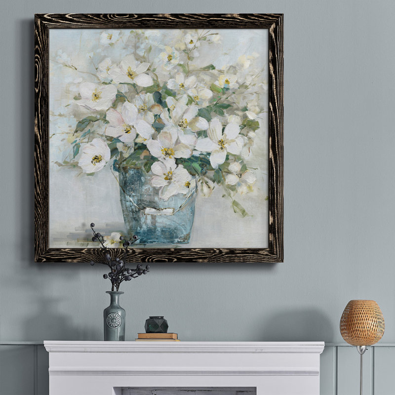 «Blue Dance I», peinture sur toile encadrée, H 31,5 po x l 31,5 po x P 1,5 po, Cadre noir