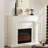Beige Manufactured Wood Electric Fireplace