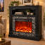 Cheminée électrique autoportante de 40 pouces avec manteau, effet flamme 3D réaliste-120098245
