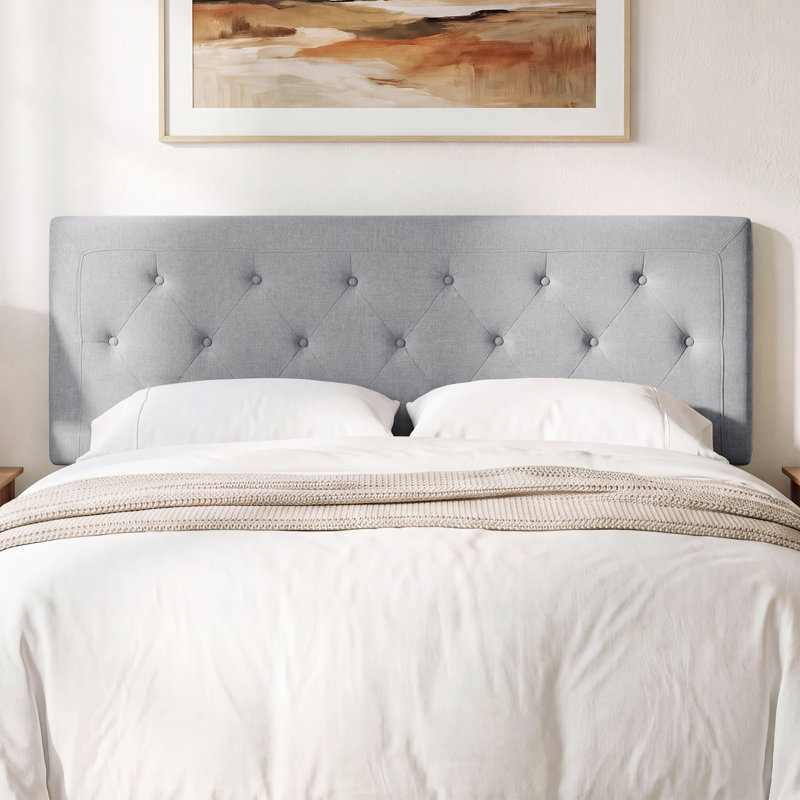 Tête de lit capitonnée, Queen, Grey, Linen