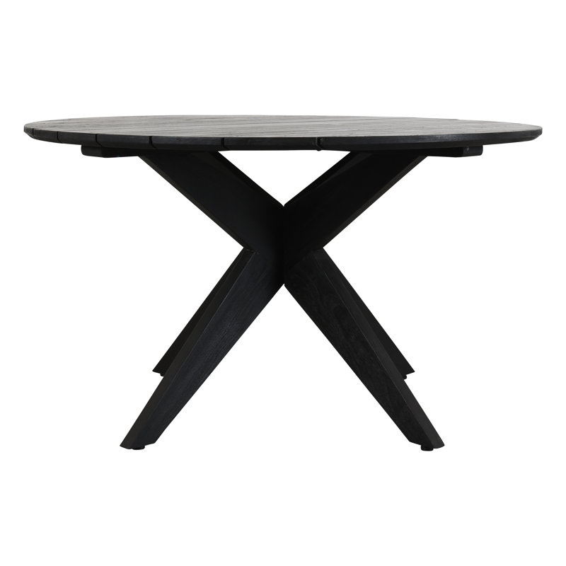 53" Black Matte Teak Outdoor Round Dining Table