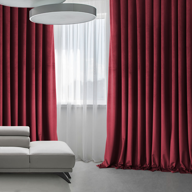 Matra Room Darkening Rod Pocket Single Curtain Panel, Cinema Red, 100" W x 120" L