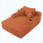 Méridienne convertible orange en velours côtelé avec accoudoirs larges, porte-gobelet et coussins décoratifs, aucun assemblage requis