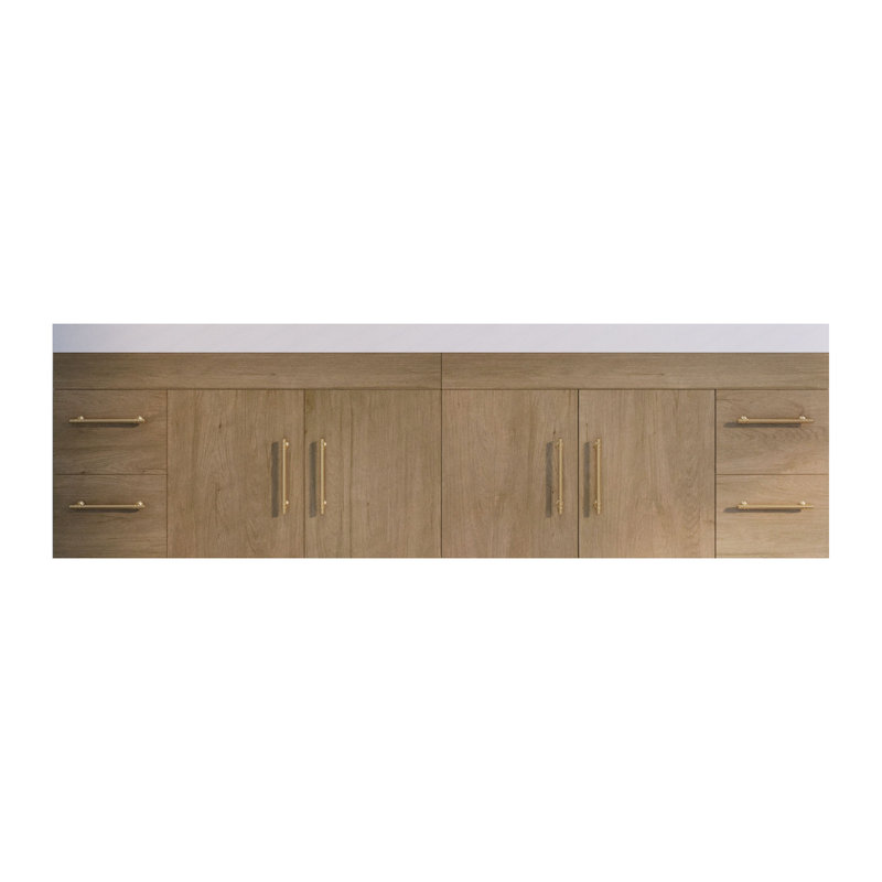 Ensemble de meuble-lavabo mural double 84 po Batoul Spring, Chêne blanc