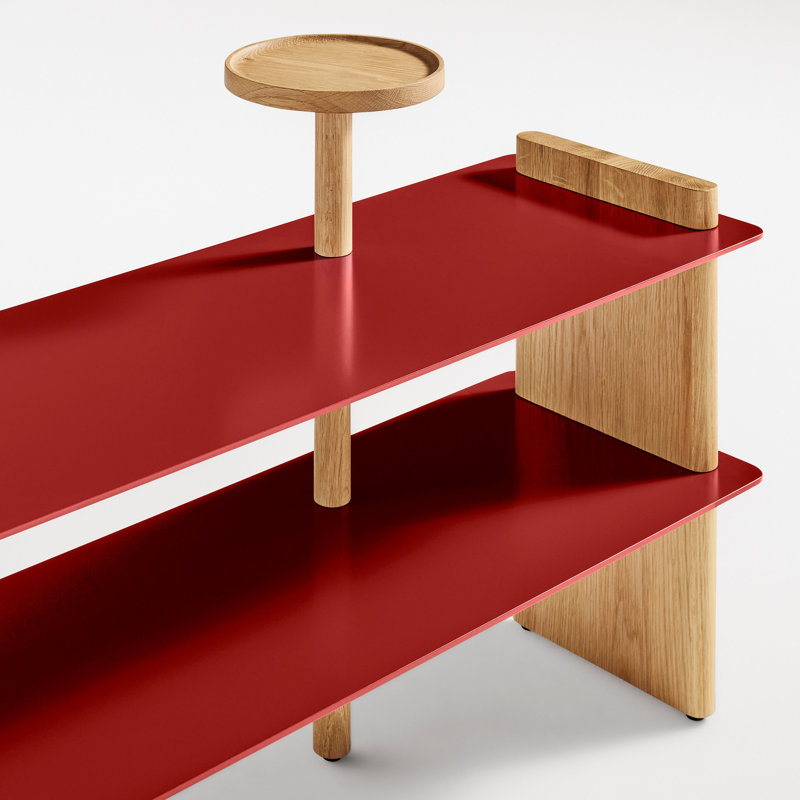 Shoegaze Shoe Rack, White Oak/Carmine