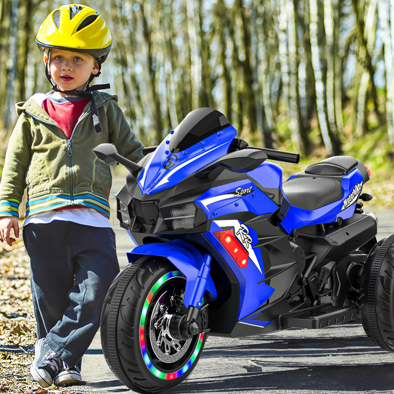 Moto électrique AJOOSOS 12V pour enfants de 3 à 5 ans, vitesse maximale de 4 mi / h, durée de fonctionnement de 1 à 2 heures, bleu