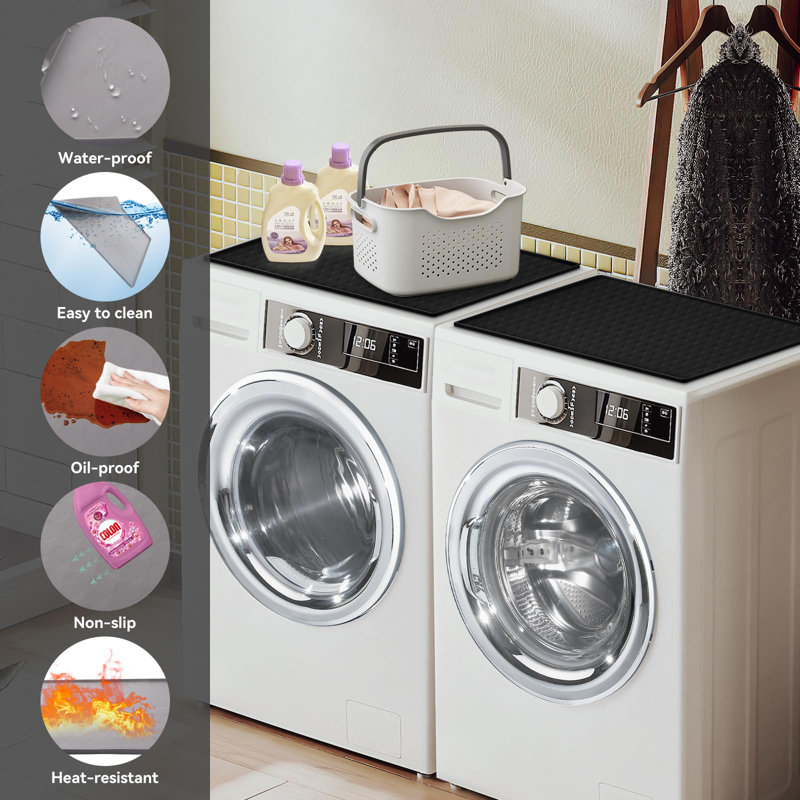 2 Pack Washer And Dryer Covers For The Top, Silicone Rubber Mat For Laudry Machine & Dryer,Non-Slip Heavy Duty Waterproof Washable Top Protector Mat Pad
