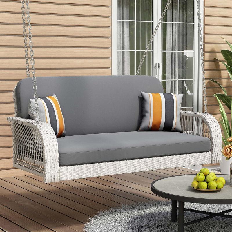 Kachiri 2 Person Porch Swing, White, Grey