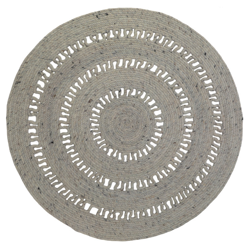 Round Kaj Solid Colour Wool Hand Woven Area Rug, Round 140cm