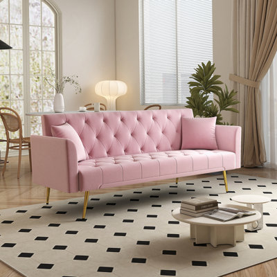 Canapé-lit moderne convertible pliable de 72 pouces avec un design capitonné pour les petits espaces et une utilisation multifonctionnelle.