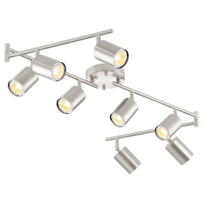 8-Light Track Light Fixture with Adjustable Heads & 8 Bulbs Included