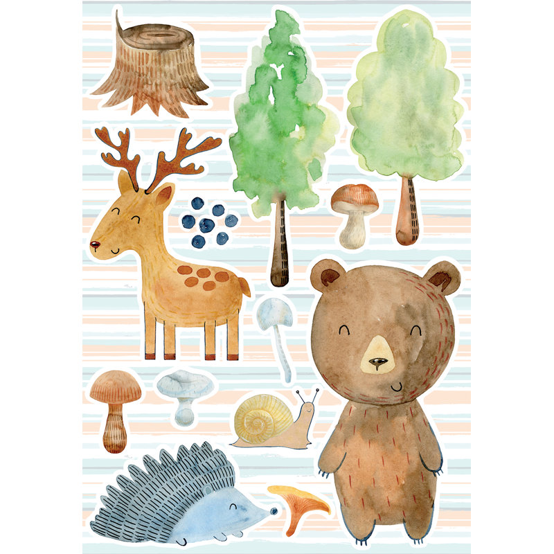 Autocollants muraux aquarelle forêt