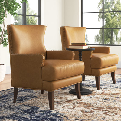 Awad Vegan Leather Wingback Armchair