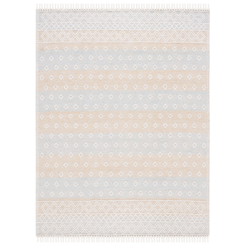 Abad Geometric Hand-Loomed Light Blue/Yellow Area Rug, Rectangle 3' x 5'