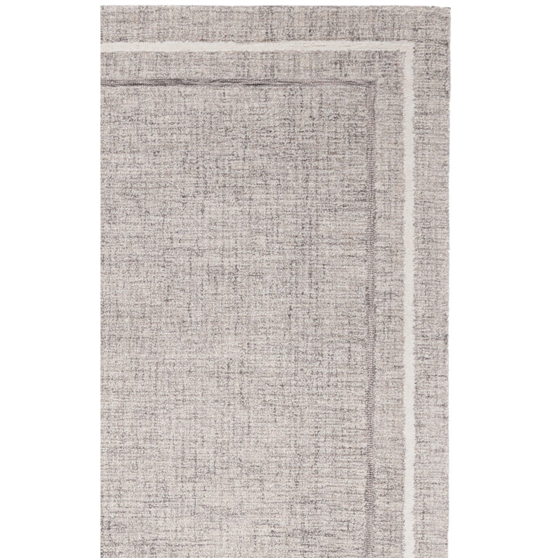 Narragansett Ebony Hand Tufted Wool/Cotton Striped Rug in Grey/Ivory, Rectangle 4' x 6'