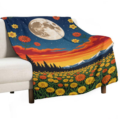 Jeté en flanelle Moonlit Night Sky Luxury, couverture douce et chaude pour le canapé-lit du salon