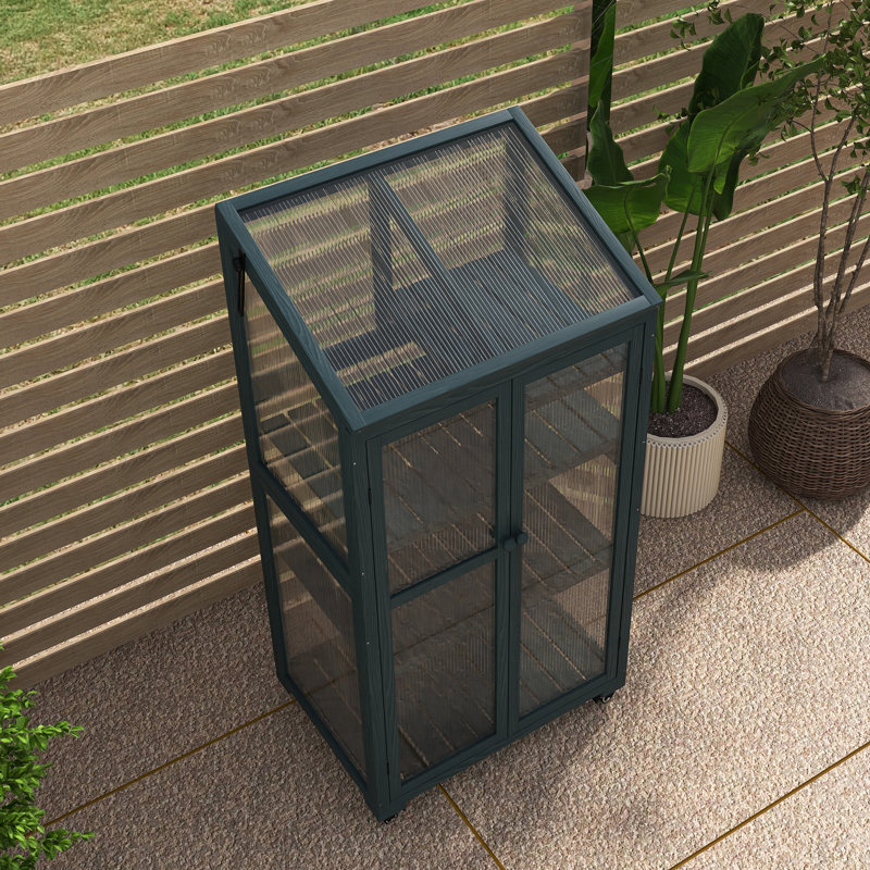 62 Inch Height Wood Large Greenhouse, Green