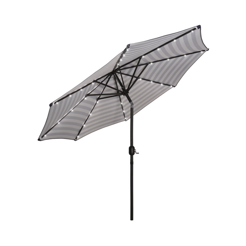 Parasol de marché lumineux 9 pi Addison, Gris clair / gris foncé