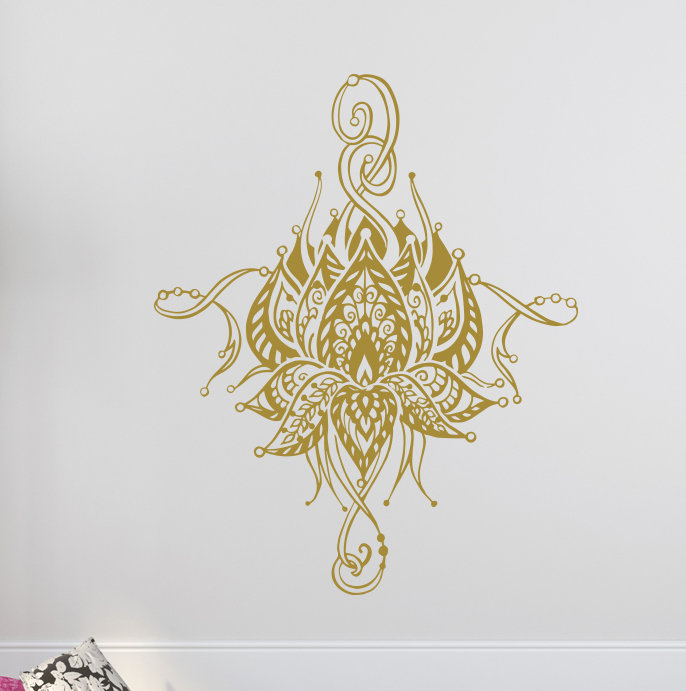 Décalcomanie murale fleur lotus Buller, Or