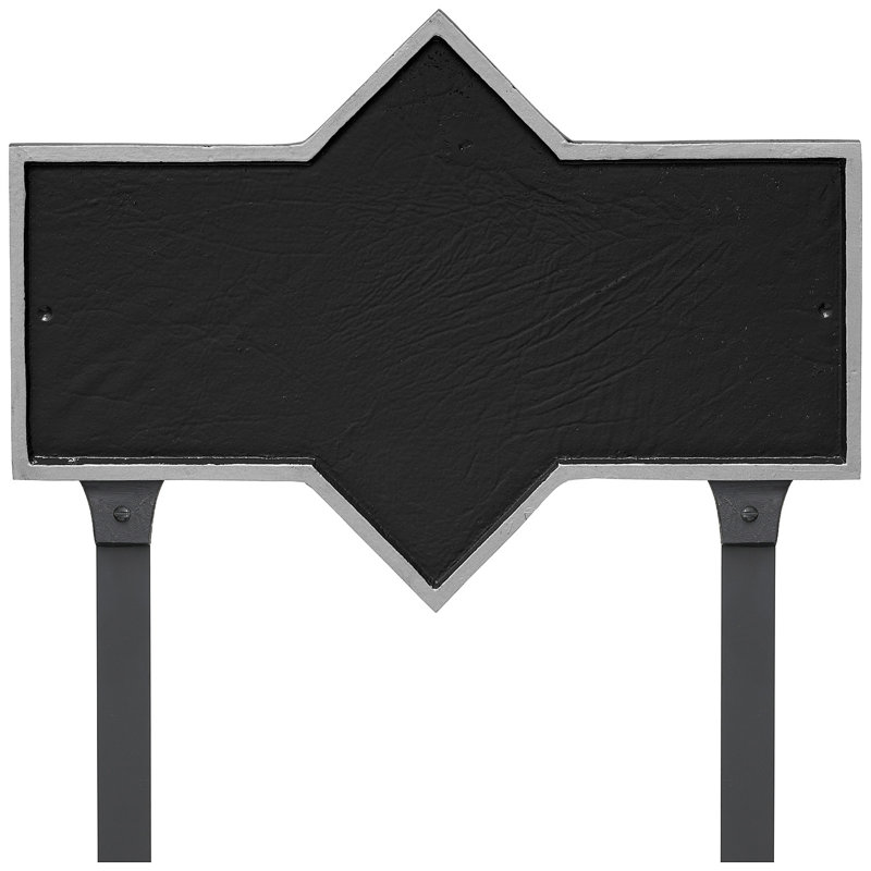 Plaque d'adresse rectangulaire à deux lignes Piedmont, Noir / argent, Oui