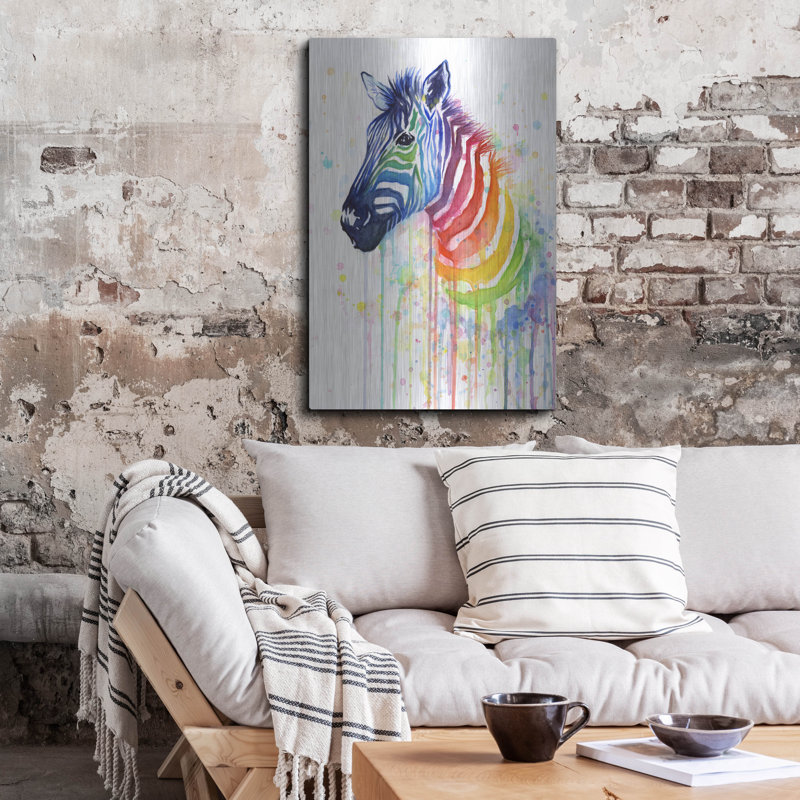 Dakota Fields «Rainbow Zebra» par Olga Shvartsur, art mural en métal, 12 po x 16 po, H 36 po x l 24 po