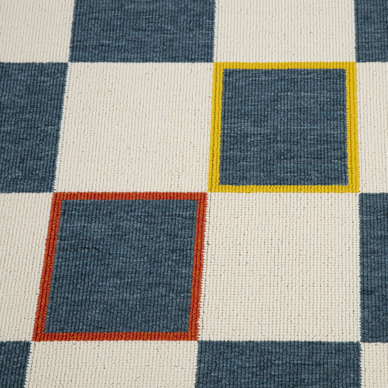 Tapis intérieur / extérieur en polypropylène à carreaux Post-Modern, Rectangle 8 pi x 9 pi 9 po