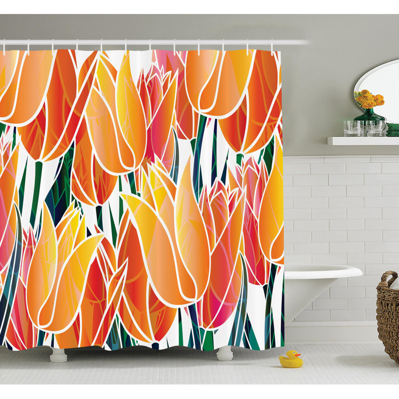 Ensemble de rideau de douche Tulip Garden, H 70 po x l 69 po