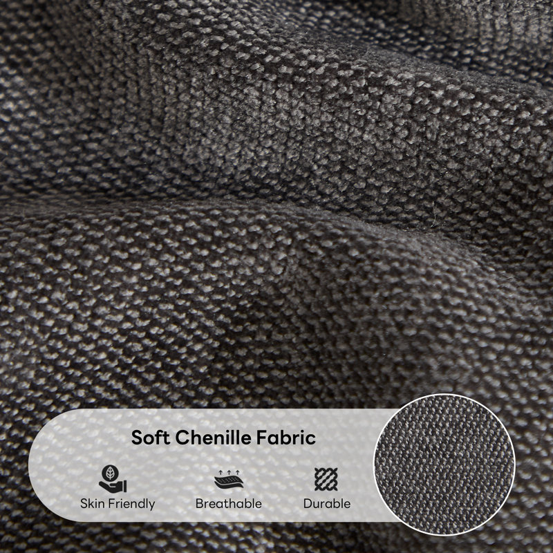 Module de futon rembourré 51,5 po, Chenille grise foncée