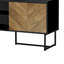 TV Entertainment Console, 71 Inch Wide, V Grooved 2 Cabinets, Brown, Black