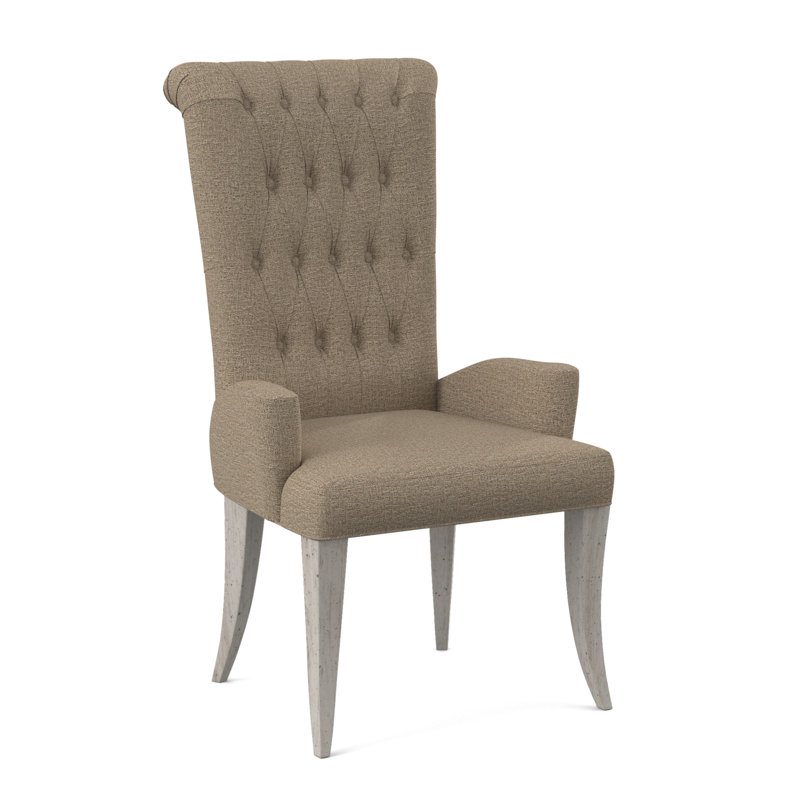 Gossamer 20'' H Tufted Beech Parsons Chair, Bisque, Elise Flax 100% Polyester