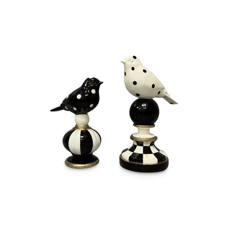 Courtly Check Bird Topiaries, Set Of 2
