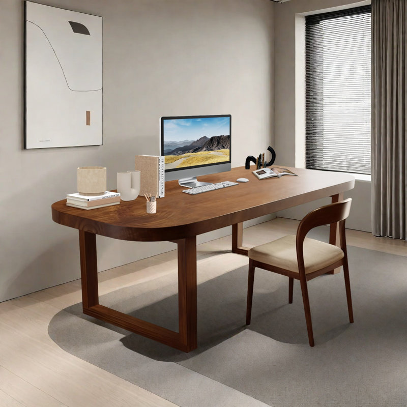 Bureau rectangulaire brun en bois massif, bureau d'ordinateur personnel, H 29,53 po x l 78,74 po x P 31,5 po