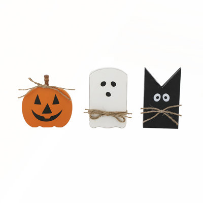 Ensemble de 3 décorations de table d'Halloween avec citrouille, fantôme et chauve-souris pour une décoration festive
