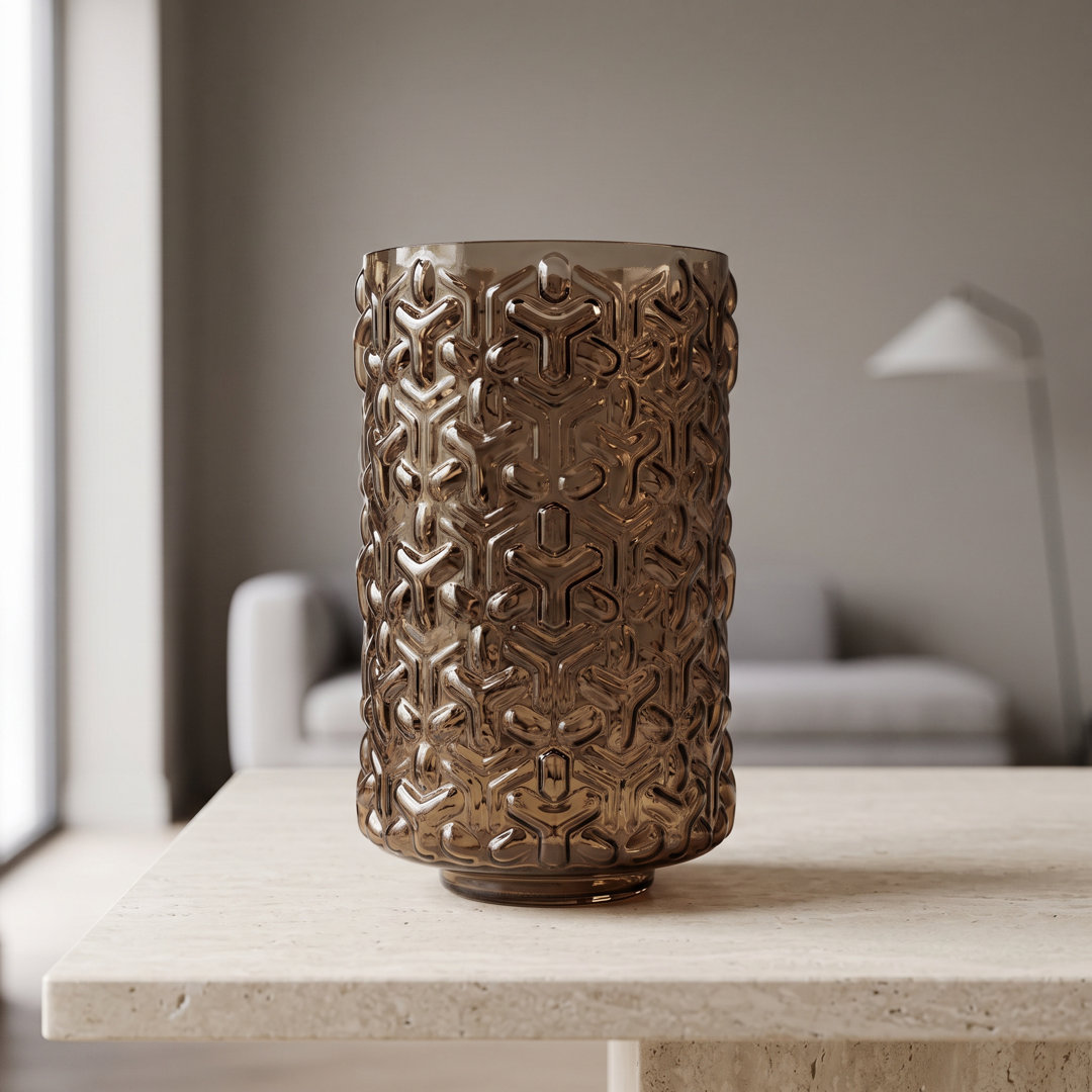 B&Q -  29Cm Embossed Chestnut Glass Vase - Image 4