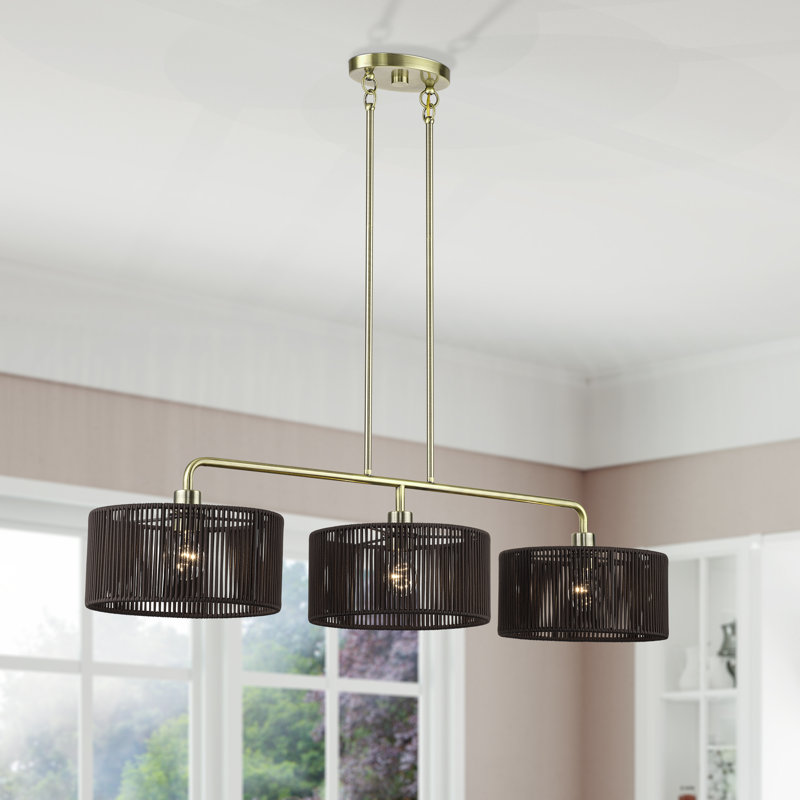 Yount Antique Brass Extra Large Linear Chandelier, Antique Brass, Brown