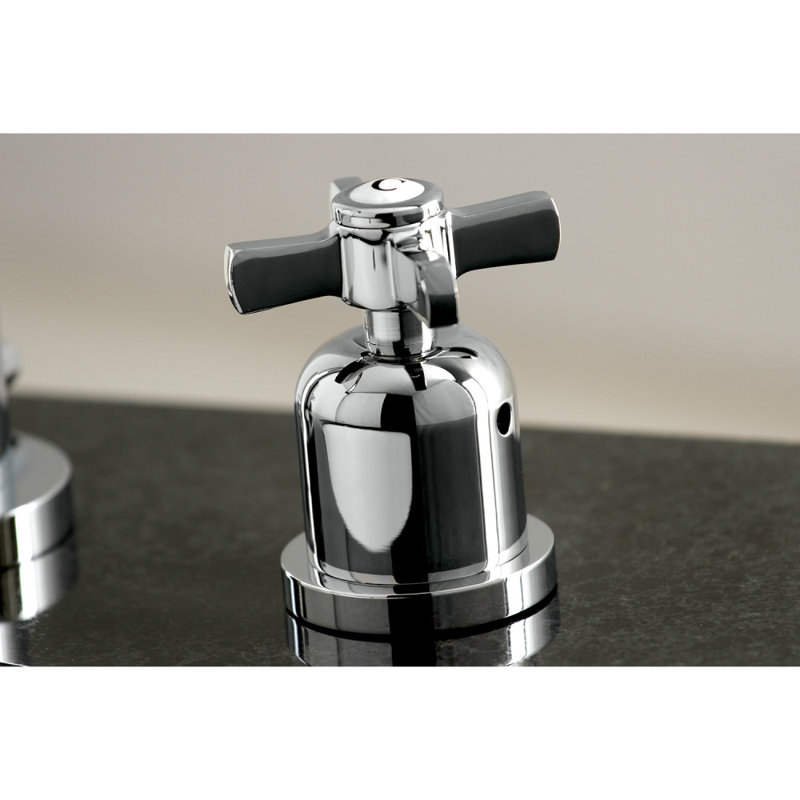 Kingston Brass Millennium Two-Handle 3-Hole Deck Mount Widespread Bathroom Faucet with Brass Pop-Up Drain, Polished Chrome