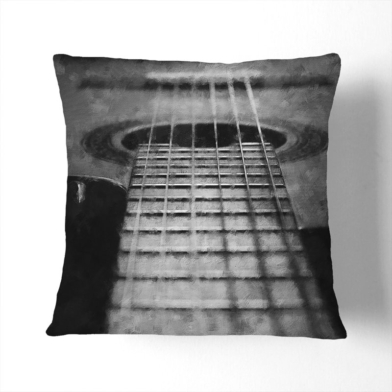 Acoustic Guitar Vol.1 Square Throw Cushion, Black, 40cm H x 40cm W x 15cm D