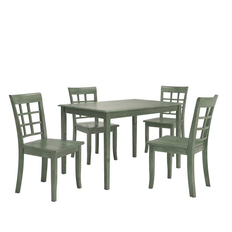 Ensemble de salle à manger pour 4 personnes Alexa-Mae, Sauge antique
