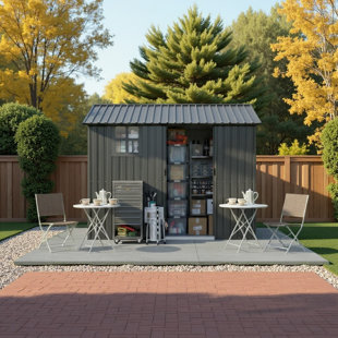 8×6 Ft Galvanized Steel Outdoor Storage Shed With Window & Vent