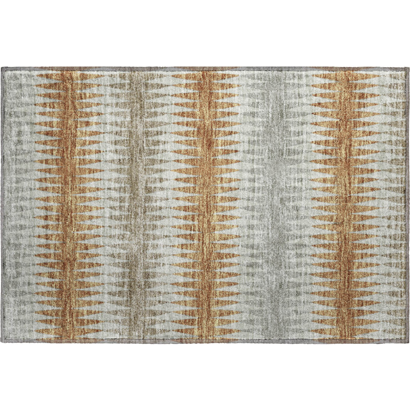Premium Machine Washable Prisco Paprika Rug, Rectangle 1'8" x 2'6"