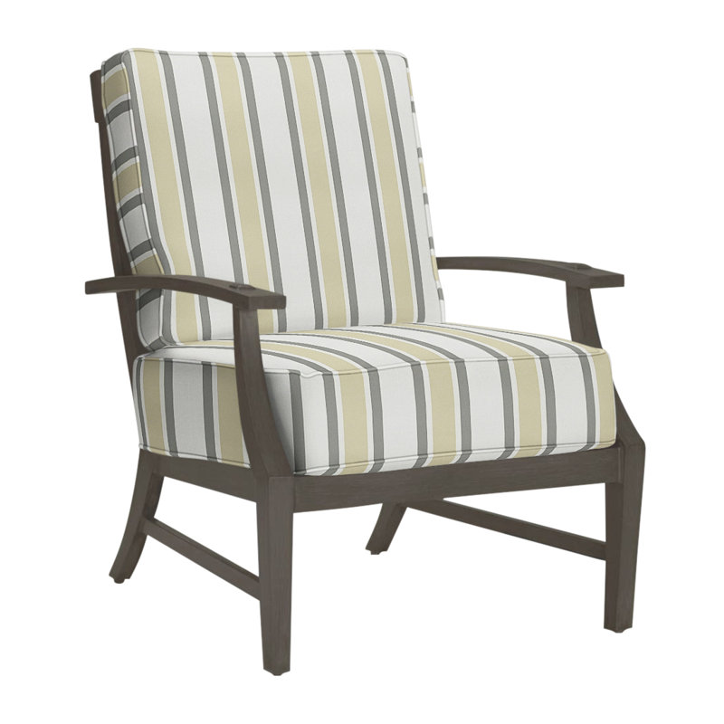 Croquet Patio Chair with Cushions, Slate Gray, Rollo Chambray InsideOut® Linen, Welt