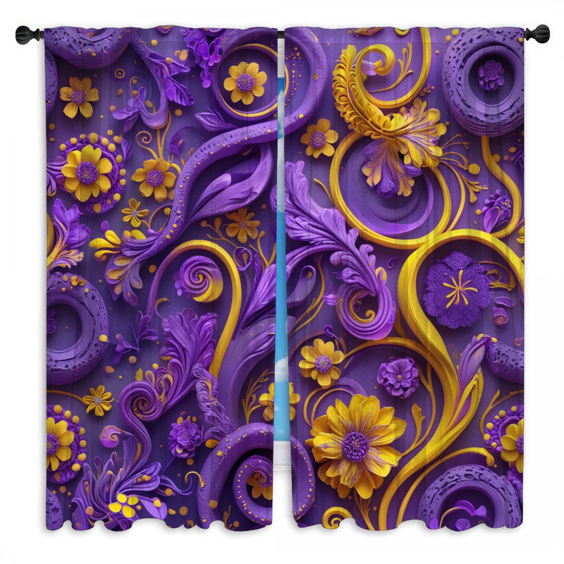  Rideaux obscurcissant à motif floral jaune et obscurcissant - 2 panneaux, 20in x 60in - 2 panels, Transparent
