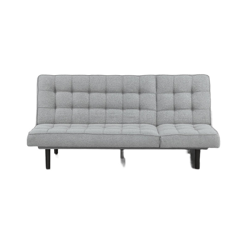 Futon convertible contemporain gris avec capitonnage biscuit, réglable, bois massif, l 80,5 po x P 49,5 po