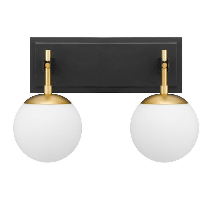 Allie Bathroom Vanity Light - 2-Light - Satin Brass, Black/Satin Brass	