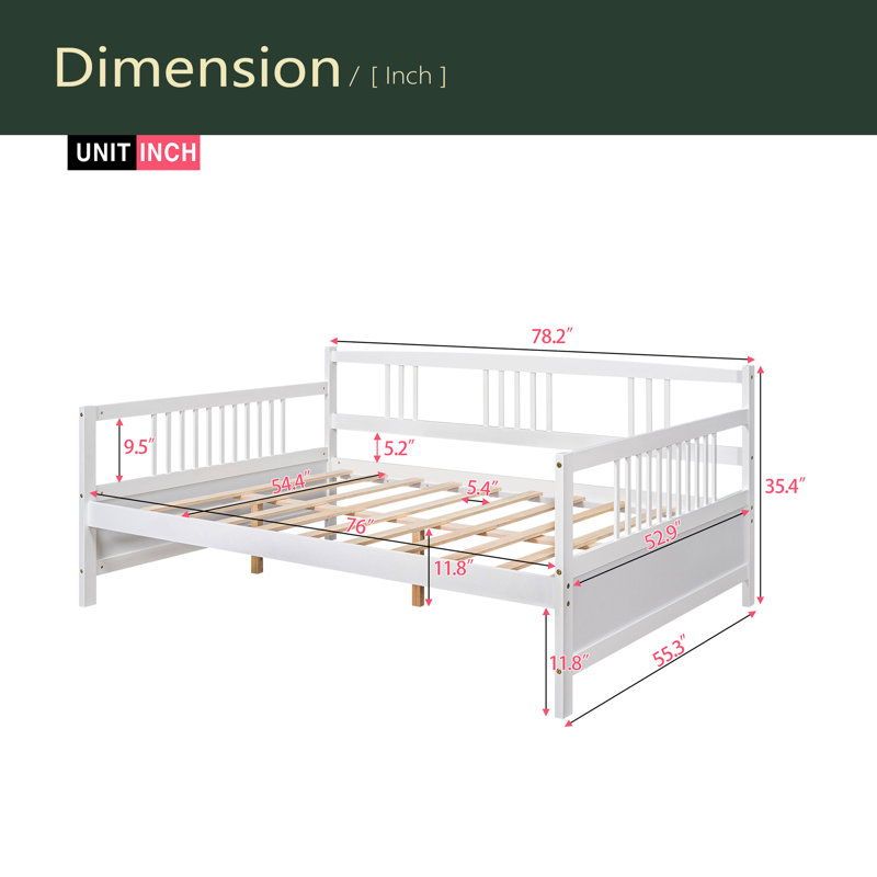 Full Size Daybed With Support Legs, White