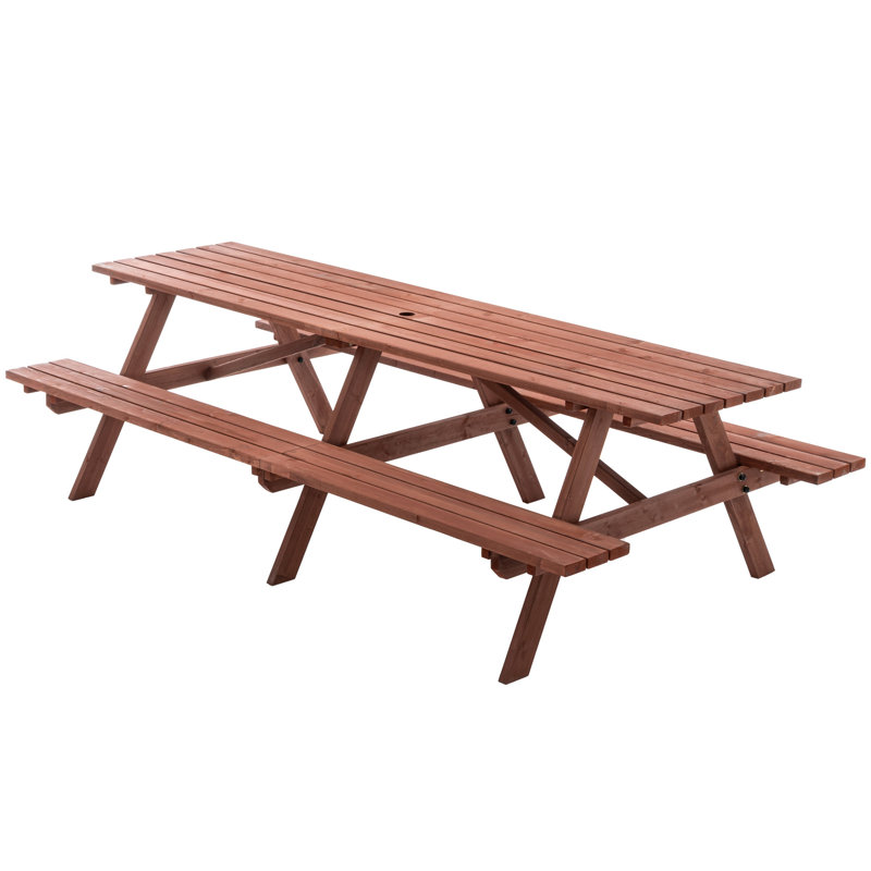 Très grand ensemble de table de pique-nique d'extérieur de 95 pouces avec bancs